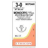 Ethicon MONOCRYL Plus Antibacterial Suture, Size: 3-0, Needle: CT-1, VIOLET, 36/bx. MPN: MCP344H