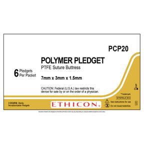 Ethicon TFE Polymer Pledget, Firm, 1/4" x 1/8" x 1/16", 6/pk, 36 pk/box. MPN: PCP20