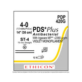 Ethicon PDS Plus Antibacterial Suture, Size: 4-0, Needle: ST-4, ST-4, VIOLET, 12/bx. MPN: PDP420G