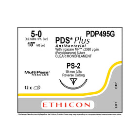 Ethicon PDS Plus Antibacterial Suture, Size: 5-0, Needle: PS-2, UNDYED, 12/bx. MPN: PDP495G