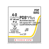 Ethicon PDS Plus Antibacterial Suture, Size: 4-0, Needle: P-2, UNDYED, 12/bx. MPN: PDP504G
