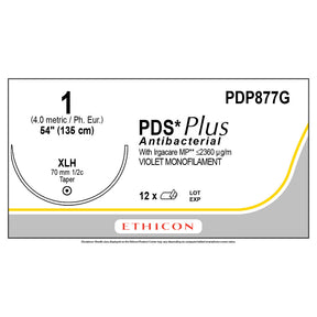 Ethicon PDS Plus Antibacterial Suture, Size: 1, Needle: XLH, VIOLET, 12/bx. MPN: PDP877G