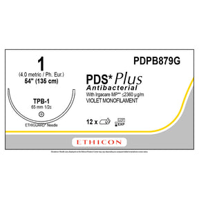 Ethicon PDS Plus Antibacterial Suture, Size: 1, Needle: TPB-1, VIOLET, 12/bx. MPN: PDPB879G
