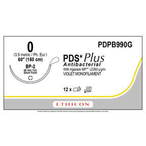Ethicon PDS Plus Antibacterial Suture, Size: 0, Needle: BP-2, VIOLET, 12/bx. MPN: PDPB990G