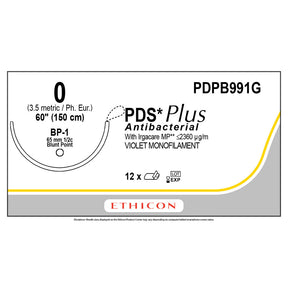 Ethicon PDS Plus Antibacterial Suture, Size: 0, Needle: BP-1, VIOLET, 12/bx. MPN: PDPB991G