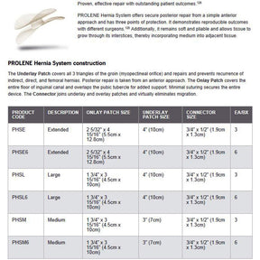 Ethicon PROLENE Hernia System Large 4", Mesh Devices. MPN: PHSL6