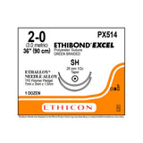 Ethicon ETHIBOND EXCEL Polyester Suture, Size: 2-0, Needle: SH, SH, GREEN, 6/bx. MPN: PX514G