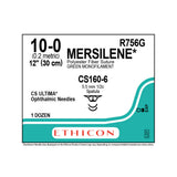 Ethicon MERSILENE Polyester Fiber Suture, Size: 10-0, Needle: CS160-6, CS160-6, GREEN, 12/bx. MPN: R756G