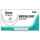 Ethicon MERSILENE Polyester Fiber Strip Suture, Size: 5mm, Needle: BP, BP, WHITE, 6/bx. MPN: RS20