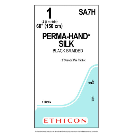 Ethicon PERMAHAND Silk Suture, Size: 1, NO NEEDLE, BLACK, 36/bx. MPN: SA7H