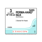 Ethicon PERMAHAND Silk Suture, Size: 3, NO NEEDLE, BLACK, 12/bx. MPN: SA9G