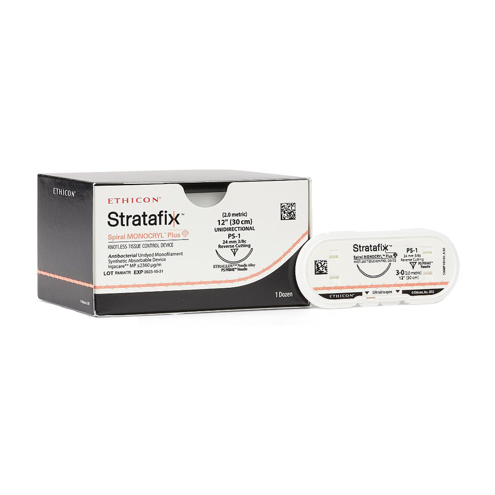 Ethicon STRATAFIX Spiral Monocryl Plus Suture, Size: 3-0, Needle: SH, 12/bx. MPN: SXMP1B451