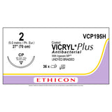 Ethicon COATED VICRYL Plus Antibacterial Suture, Size: 2, Needle: CP, UNDYED, 36/bx. MPN: VCP195H