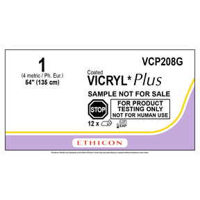 Ethicon COATED VICRYL Plus Antibacterial Suture, Size: 1, Needle: LIGAPAK Reel, VIOLET, 12/bx. MPN: VCP208G