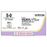 Ethicon COATED VICRYL Plus Antibacterial Suture, Size: 5-0, Needle: RB-1, UNDYED, 36/bx. MPN: VCP213H