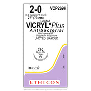 Ethicon COATED VICRYL Plus Antibacterial Suture, Size: 2-0, Needle: CT-2, UNDYED, 36/bx. MPN: VCP269H
