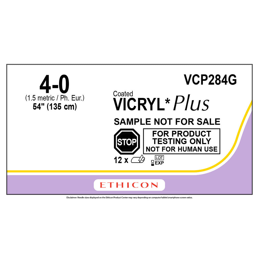Ethicon COATED VICRYL Plus Antibacterial Suture, Size: 4-0, Needle: LIGAPAK Reel, UNDYED, 12/bx. MPN: VCP284G