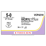 Ethicon COATED VICRYL Plus Antibacterial Suture, Size: 5-0, Needle: FS-2, UNDYED, 36/bx. MPN: VCP421H