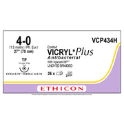Ethicon COATED VICRYL Plus Antibacterial Suture, Size: 4-0, Needle: TF, UNDYED, 36/bx. MPN: VCP434H