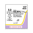Ethicon COATED VICRYL Plus Antibacterial Suture, Size: 5-0, Needle: P-3, VIOLET, 12/bx. MPN: VCP463G