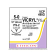 Ethicon COATED VICRYL Plus Antibacterial Suture, Size: 5-0, Needle: PS-2, UNDYED, 12/bx. MPN: VCP495G