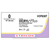 Ethicon COATED VICRYL Plus Antibacterial Suture, Size: 0, NO NEEDLE, VIOLET, 24/bx. MPN: VCP636T