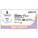 Ethicon COATED VICRYL Plus Antibacterial Suture, Size: 0, Needle: OS-8, VIOLET, 24/bx. MPN: VCP717T