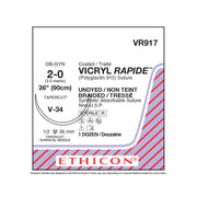 Ethicon VICRYL RAPIDE Suture, Size: 2-0, Needle: V-34, UNDYED, 12/bx. MPN: VR917