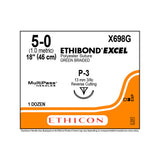 Ethicon ETHIBOND EXCEL Polyester Suture, Size: 5-0, Needle: P-3, GREEN, 12/bx. MPN: X698G