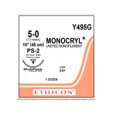 Ethicon MONOCRYL Suture, Size: 5-0, Needle: PS-2, UNDYED, 12/bx. MPN: Y495G