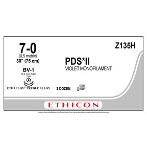 Ethicon PDS II Suture, Size: 7-0, Needle: BV-1, BV-1, VIOLET, 36/bx. MPN: Z135H