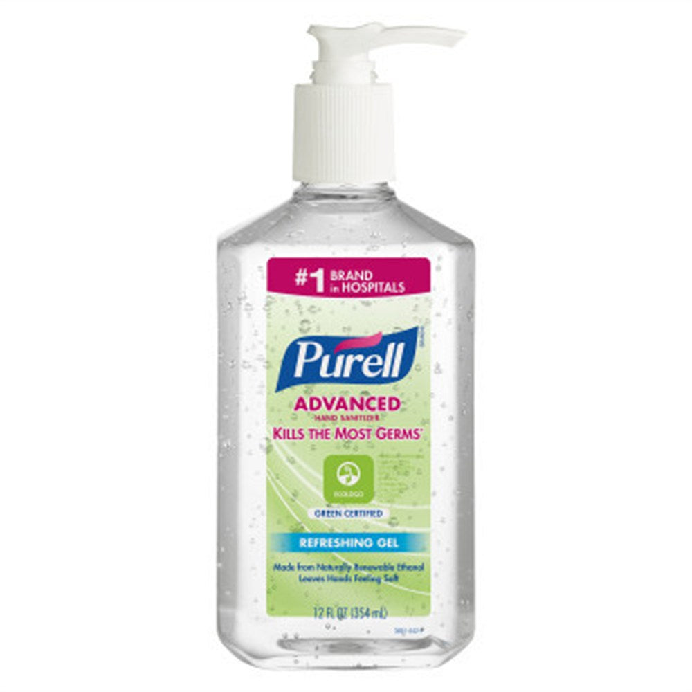 PURELL Advanced Hand Sanitizer Green Certified Gel, 12 fl oz Table Top Pump Bottle. MPN: 3691-12