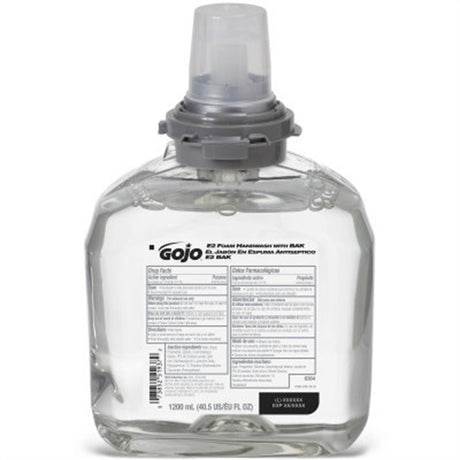 GOJO E2 Foam Handwash with BAK, 1200mL Refill for GOJO TFX Dispenser. MPN: 6364-02