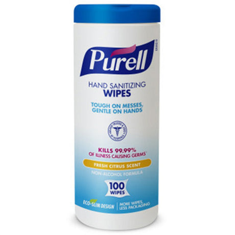 PURELL Hand Sanitizing Wipes, 100 Count Eco-Slim Canister. MPN: 9111-12