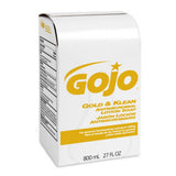 GOJO Gold & Klean Antimicrobial Lotion Soap, 800mL Refill for GOJO Bag-in-Box Dispenser. MPN: 9127-12