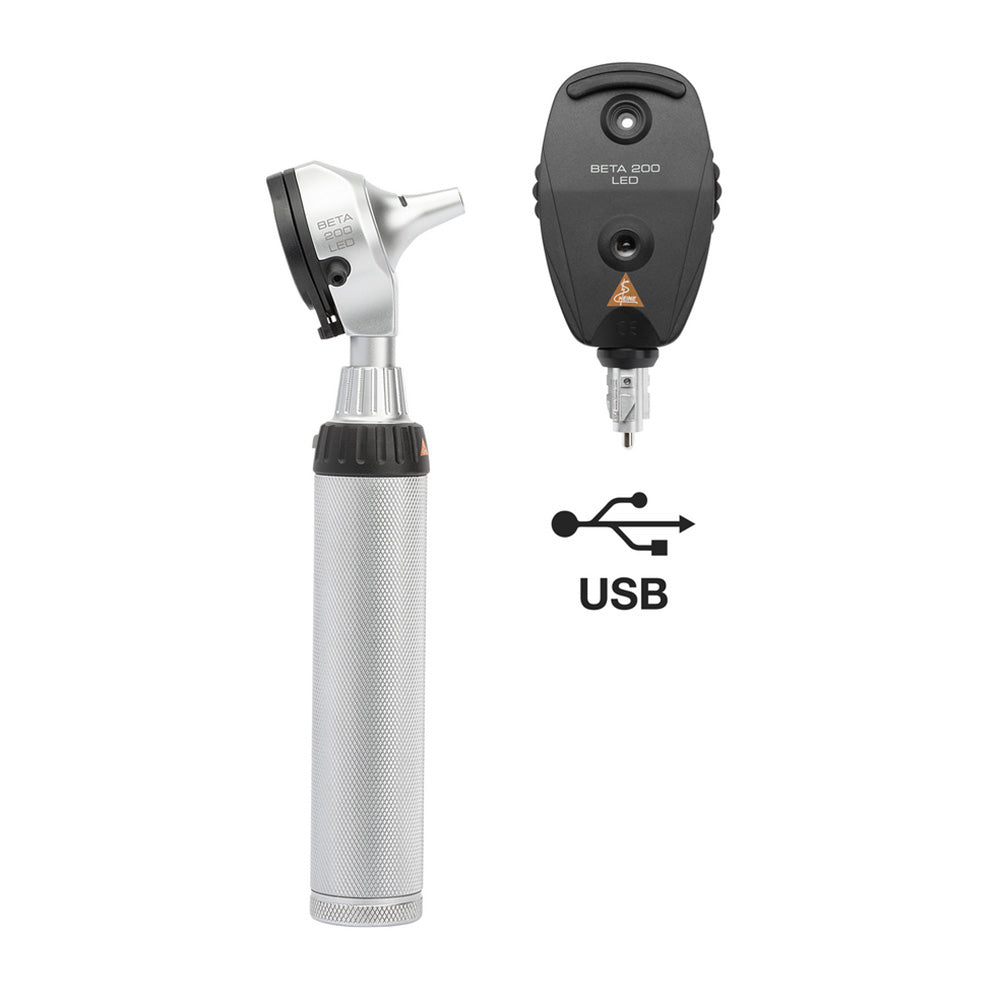 HEINE BETA 200 LED Diagnostic Set: BETA 200 LED Ophthalmoscope, BETA 200 LED Fiber Optic Otoscope, BETA4 USB Rechargeable Handle, USB Cord, Power Supply. MPN: A-132.28.388 - Image 2