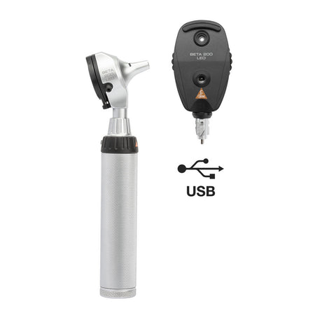 HEINE BETA 200 LED Diagnostic Set: BETA 200 LED Ophthalmoscope, BETA 200 LED Fiber Optic Otoscope, BETA4 USB Rechargeable Handle, USB Cord, Power Supply. MPN: A-132.28.388 - Image 2