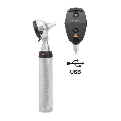 HEINE BETA LED Diagnostic Set: BETA 200 LED Ophthalmoscope, BETA 400 LED Fiber Optic Otoscope, BETA4 USB Rechargeable Handle, USB Cord, Power Supply. MPN: A-153.28.388 - Image 2