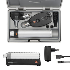 HEINE K180 LED Diagnostic: K180 LED Ophthalmoscope, K180 LED Fiber Optic Otoscope, BETA4 USB Rechargeable Handle, USB Cord. MPN: A-279.28.388