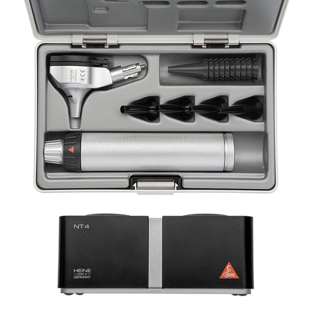 HEINE BETA 200 LED Otoscope Set: BETA 200 Fiber Optic LED Otoscope, (1) BETA4 NT Rechargeable Handle, NT4 Table Charger, Case. MPN: B-141.24.420