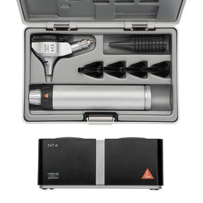 HEINE BETA 400 LED Fiber Optic Otoscope Set: BETA 4 NT Rechargeable Handle, NT 4 Table Charger, Hard Case. MPN: B-143.24.420