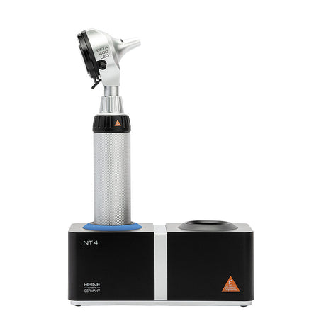 HEINE BETA 400 LED Fiber Optic Otoscope Set: BETA 4 NT Rechargeable Handle, NT 4 Table Charger, Hard Case. MPN: B-143.24.420 - Image 2
