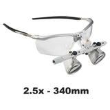 HEINE 2.5x HR Binocular Loupes Set on S-FRAME, 340mm (13") Working Distance. MPN: C-000.32.355