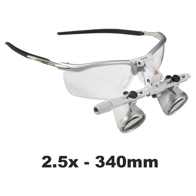 HEINE 2.5x HR Binocular Loupes Set on S-FRAME, 340mm (13") Working Distance. MPN: C-000.32.355