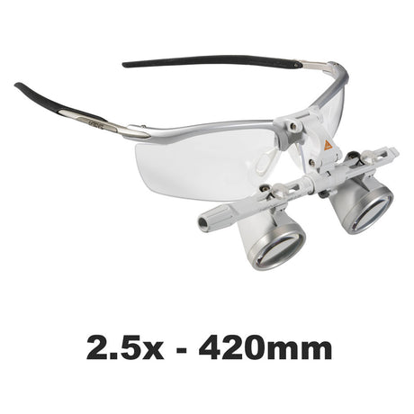 HEINE 2.5x HR Binocular Loupes Set on S-FRAME, 420mm (16") Working Distance. MPN: C-000.32.356
