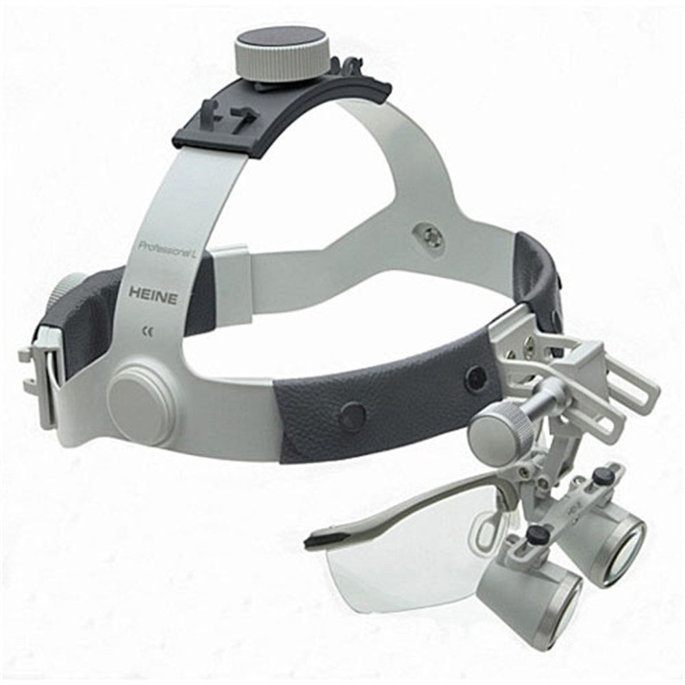 HEINE 2.5x HR Binocular Loupes Set on Headband/Splash Guard, 340mm (13") Working Distance. MPN: C-000.32.365