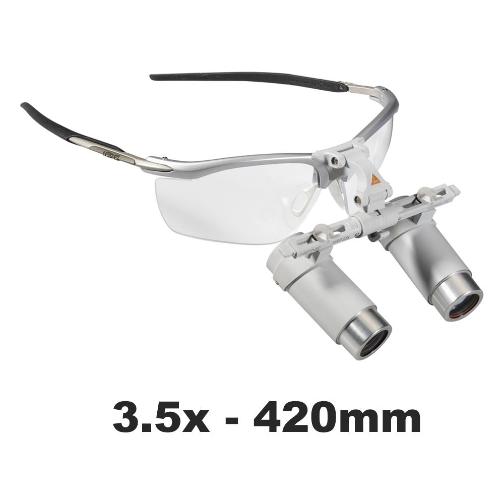 HEINE 3.5x HRP Binocular Loupes Set on S-FRAME, 420mm (16") Working Distance. MPN: C-000.32.430