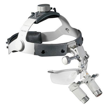 HEINE 6.0x HRP Binocular Loupes Set on Headband/Splash Guard, 340mm (13") Working Distance. MPN: C-000.32.442
