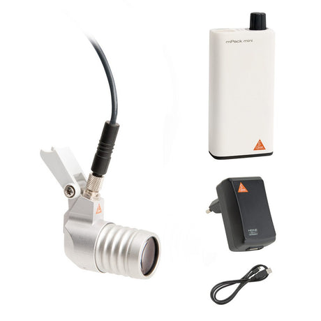 HEINE LoupeLight 2 for i-View Loupe Mount (HR / HRP) with mPack mini Power Source & E4-USB plug-in transformer. MPN: C-008.32.265