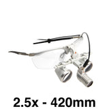 HEINE LED LoupeLight 2, mPack mini Battery Pack, S-Frame, HR Loupes 2.5x 420mm (16") Working Distance. MPN: C-008.32.451